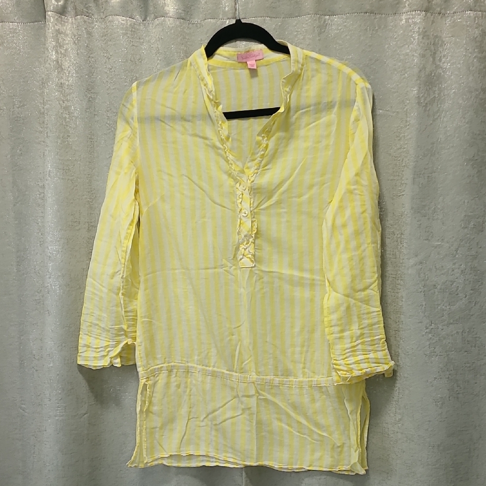 Lilly Pulitzer Yellow and White Striped‎ Top